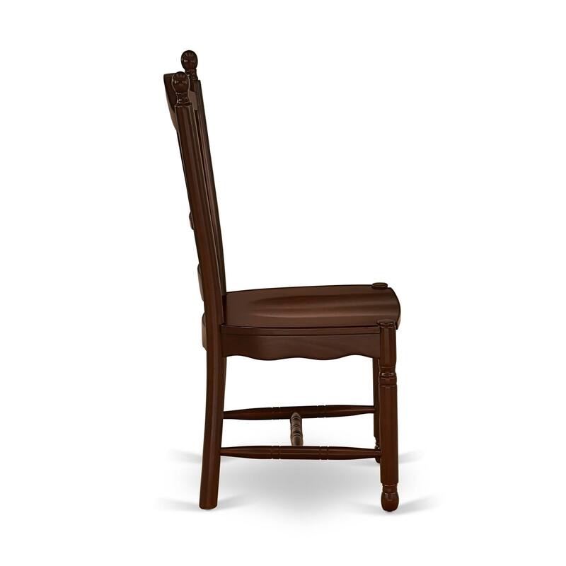 East West Furniture Dining Set Contains a Round Dining Room Table with Pedestal and Wood Seat Chairs, Mahogany(Pieces Options)
