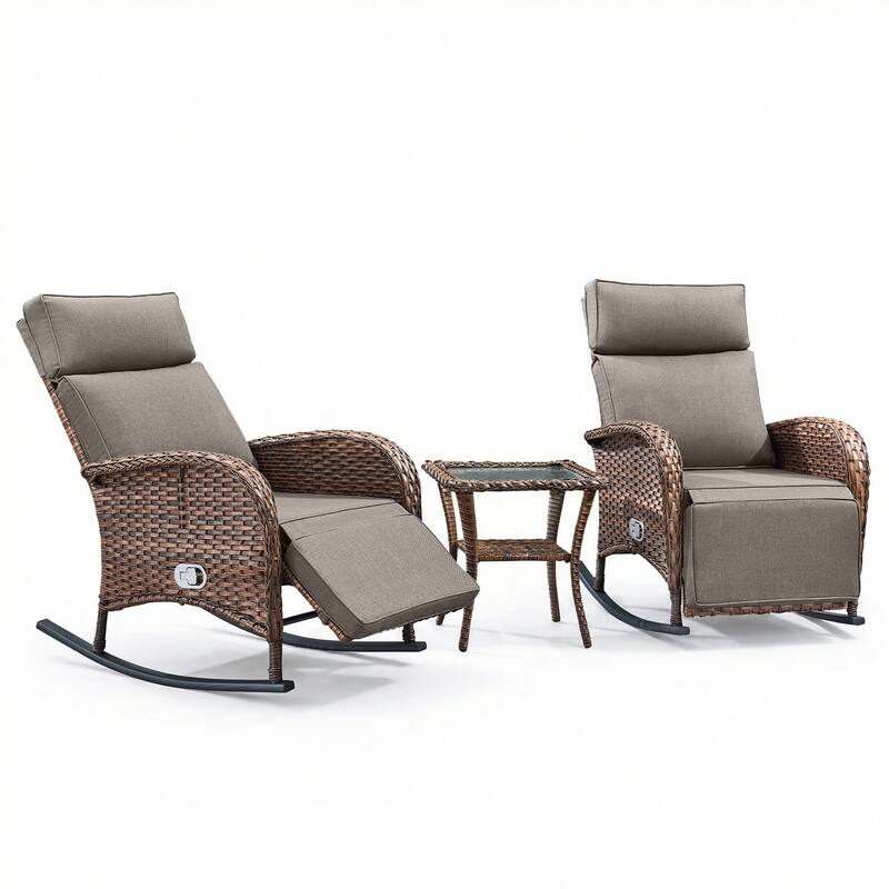 Pocassy Versatile Outdoor Recliner Rocker Chair with Side Table