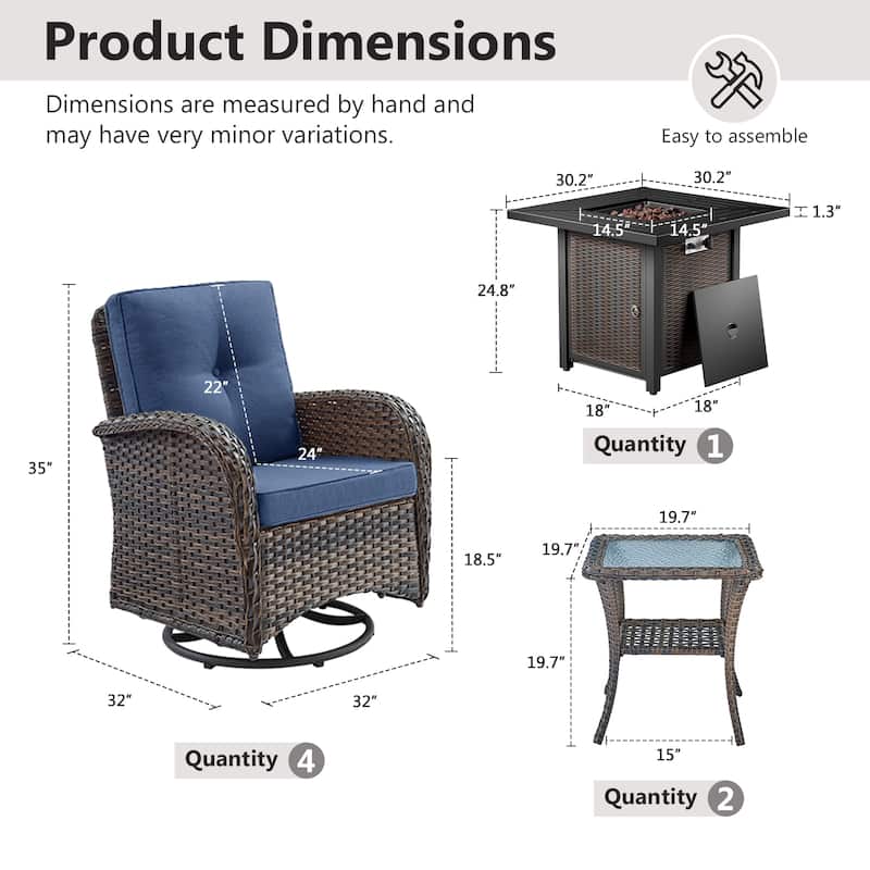 Gymojoy Outdoor Patio Chair & Fire Pit Set Luxurious Comfort Conversation Set