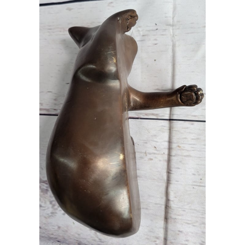 Desktop Cat Bronze Sculpture Figurine Figure Signed Original Art 3 Inches X 5 Inches