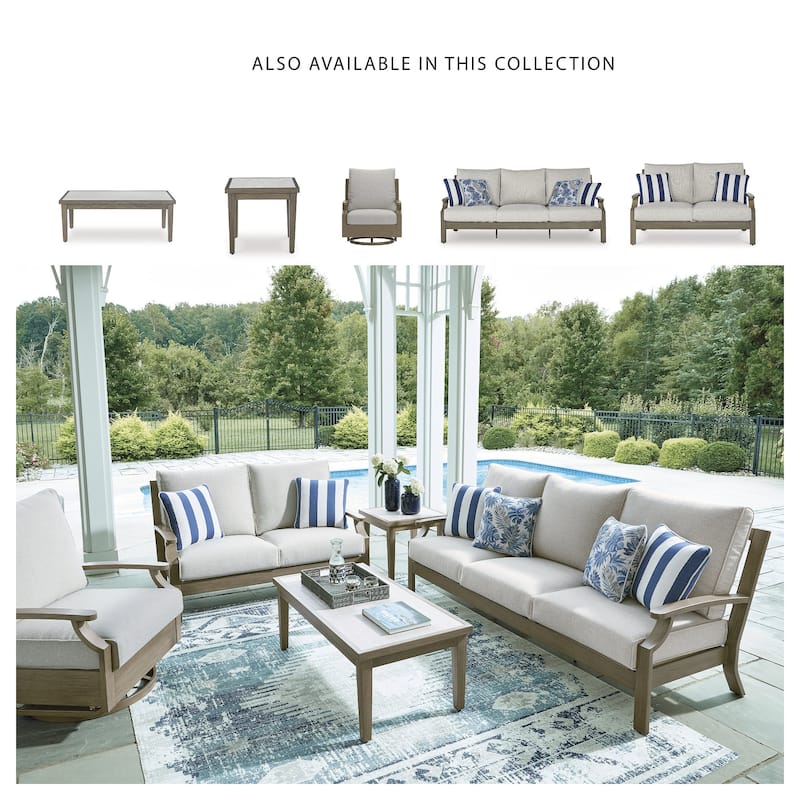 Signature Design by Ashley Rainier Ranch Brown/Beige Outdoor End Table - 23.7" W x 23.7" D x 22.05" H