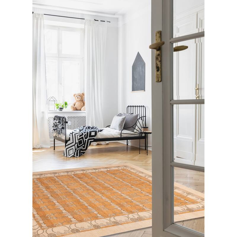 ECARPETGALLERY Hand-knotted Peshawar Ziegler Burnt Orange Wool Rug - 8'10 x 11'2