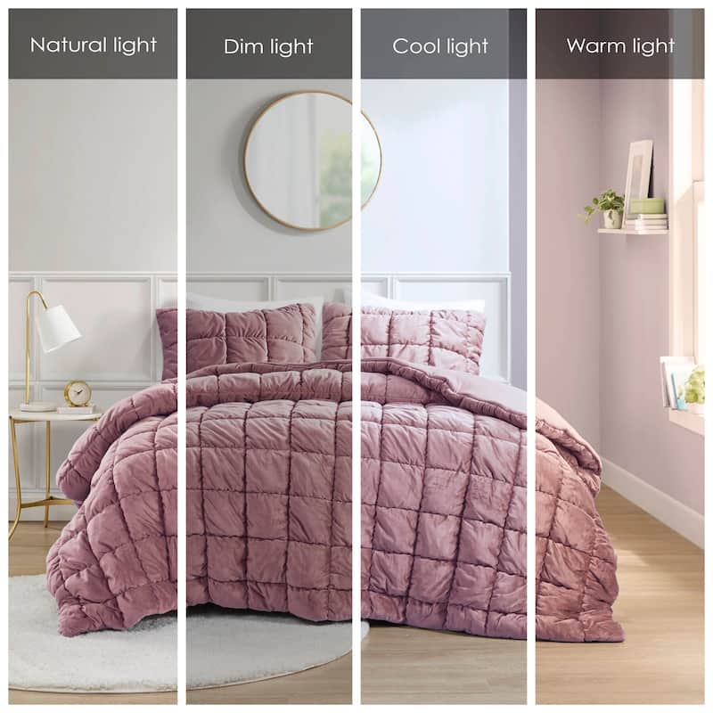 Intelligent Design Velvet Dream Puff 3 Piece Comforter Set