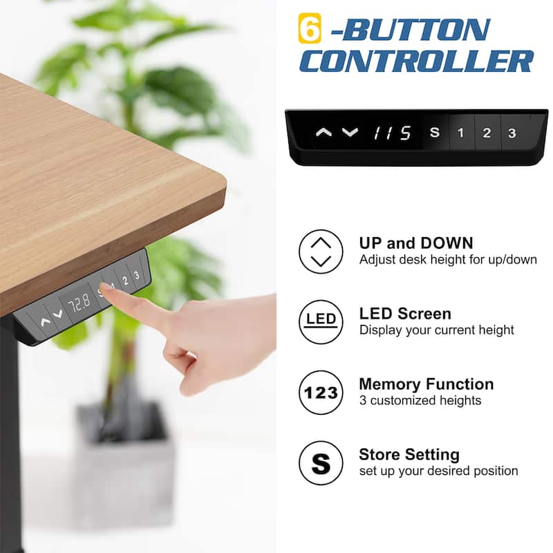 Futzca Height Adjustable Electric Standing Desk Sit Stand Computer Stand up Desk with Splice Board(Black)