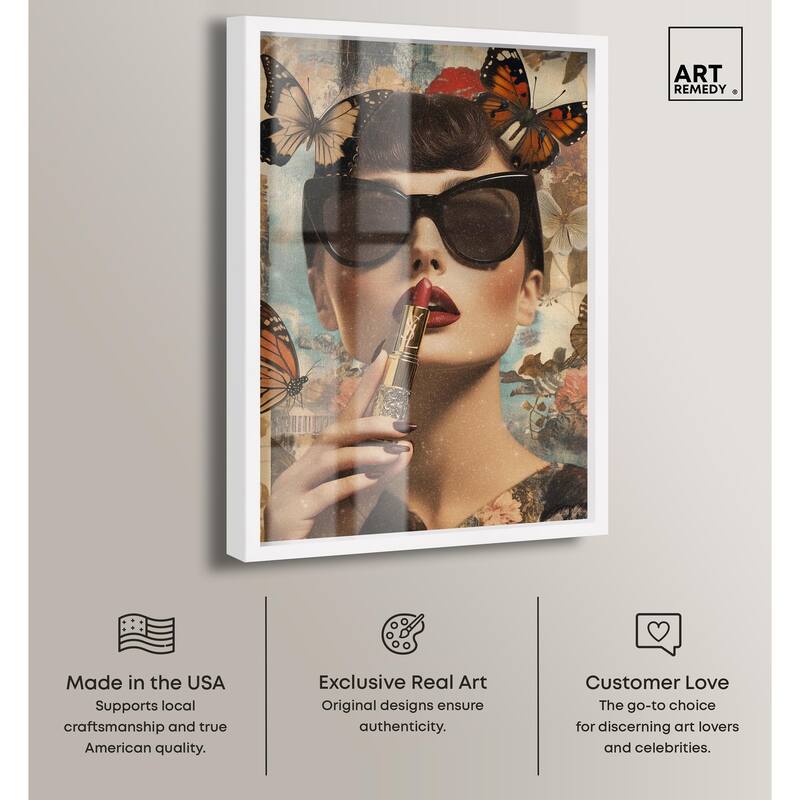 Iconic Lady Butterfly Collage II Shadowbox by Art Remedy