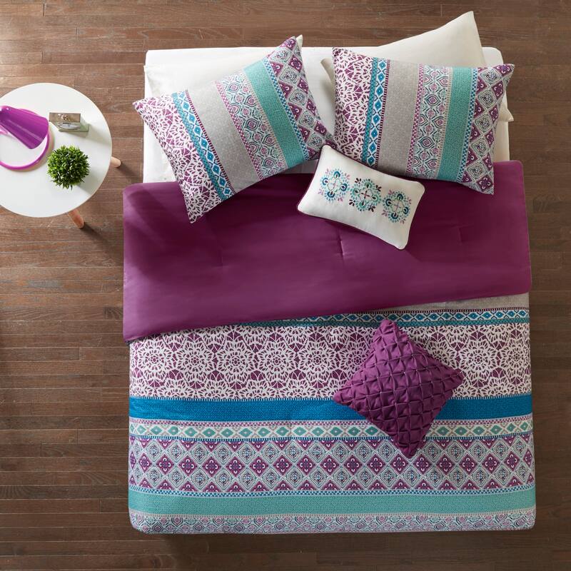 Adley Purple Printed Comforter Set by Intelligent Design