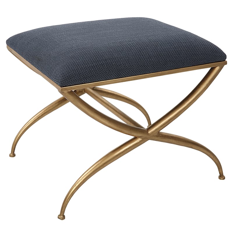 Uttermost Crossing Small Bench - Gold Leaf/Navy