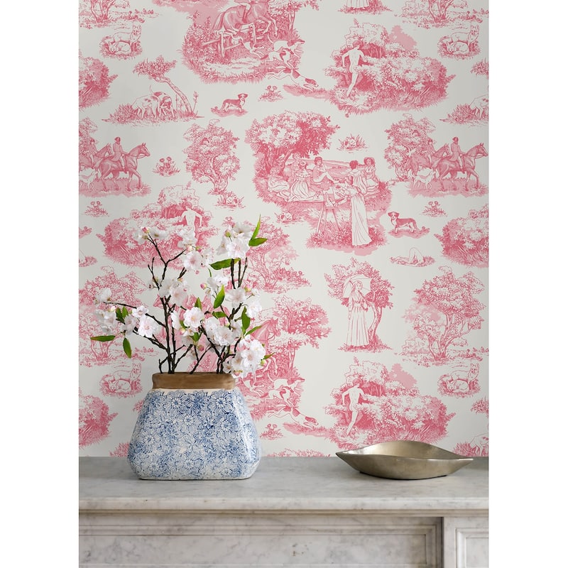 Rachel Antonoff Pink The Chase Peel Stick Wallpaper