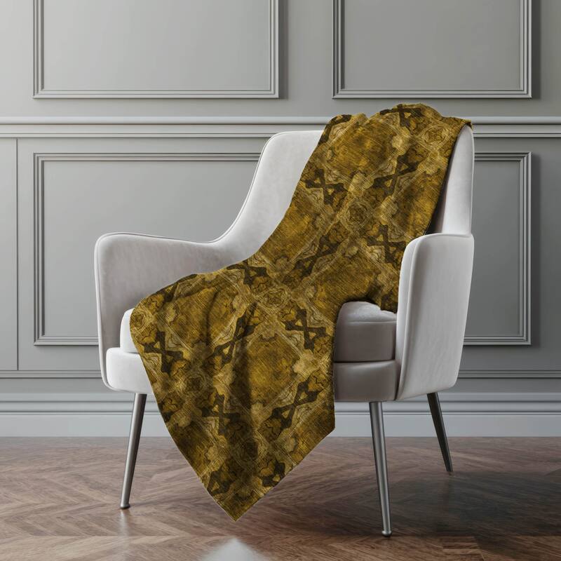 Premium Machine Washable Boho Moroccan Sherpa Throw Blanket - Chocolate - 4'2" x 5'10"