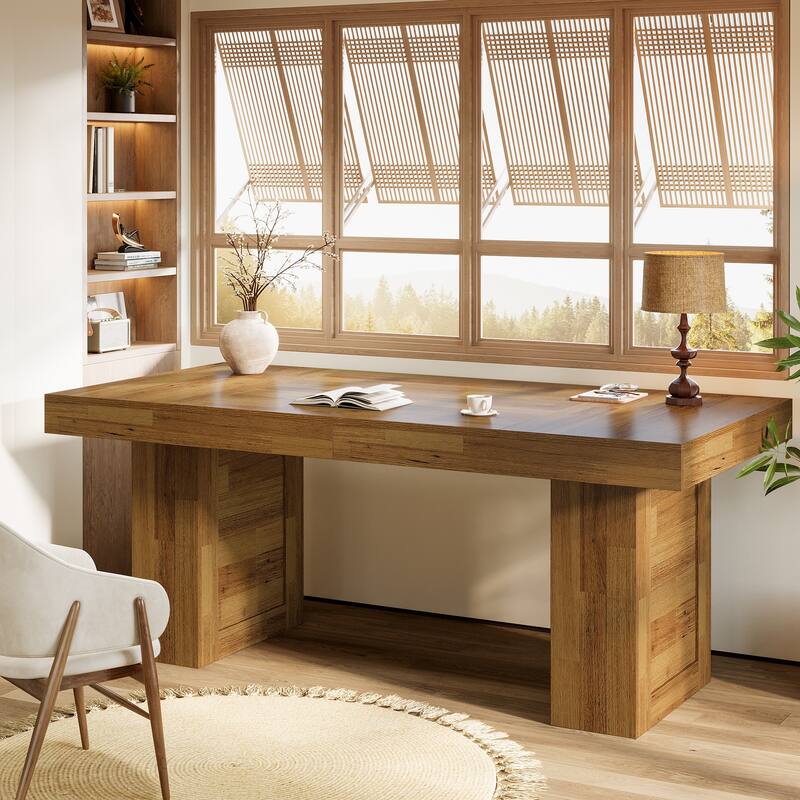 63" Large Executive Computer Desk, Home Office Writing Table, Conference Table Business Workstation for Working, Meeting