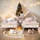 preview thumbnail 2 of 7, Kids and Baby Twin Size Double Platform Bed with House-shaped Headboard,Built-in Nightstand