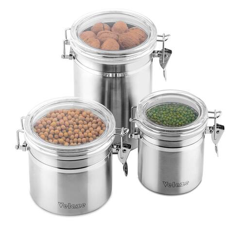 Velaze Stainless Steel Airtight Canisters, Set of 3