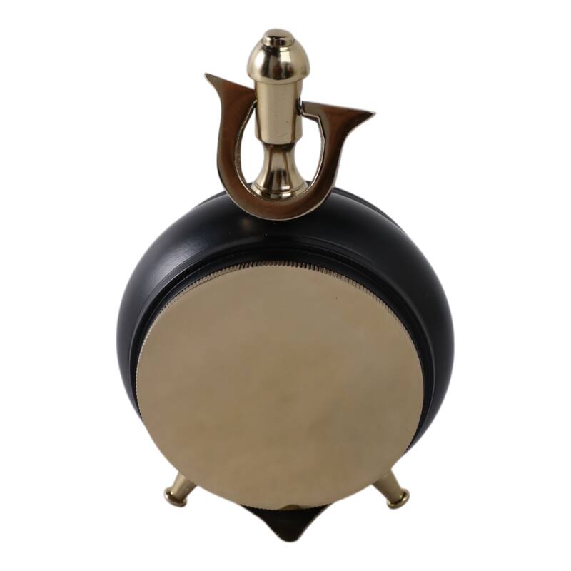 Metal Glass Desk Clock Roman Numeral Trumpet Top Round Body - 6" Ivory - 4" x 3" x 6"