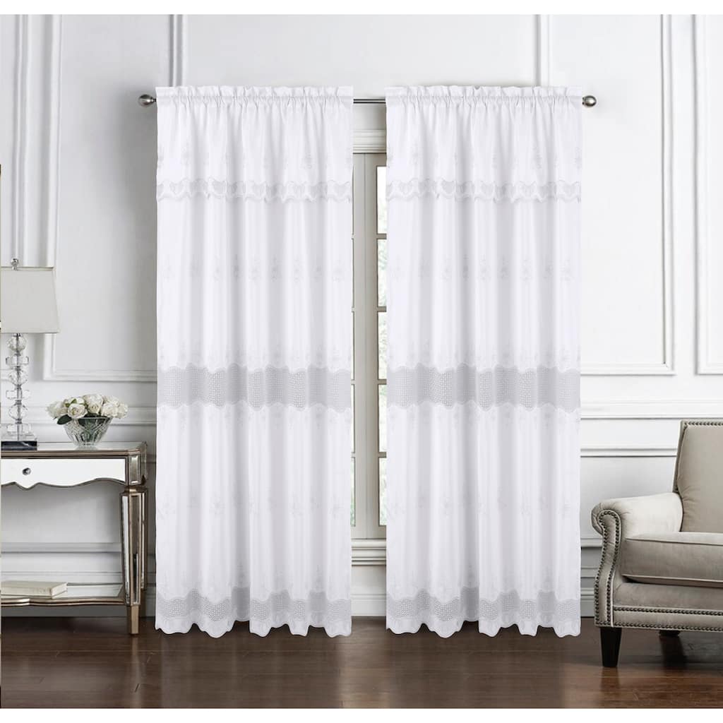 Donna Macrame Embrodiered Window Curtain 84" or 90"