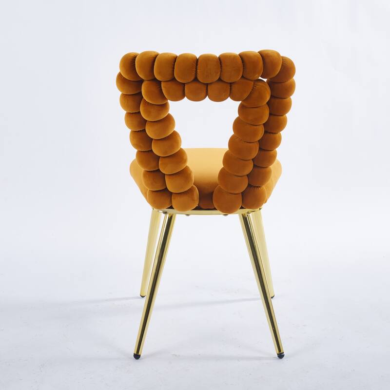 Fabric Modern Chairs [Set of 4] with Iron Tube Legs, Soft Cushions, and Comfortable Backrest