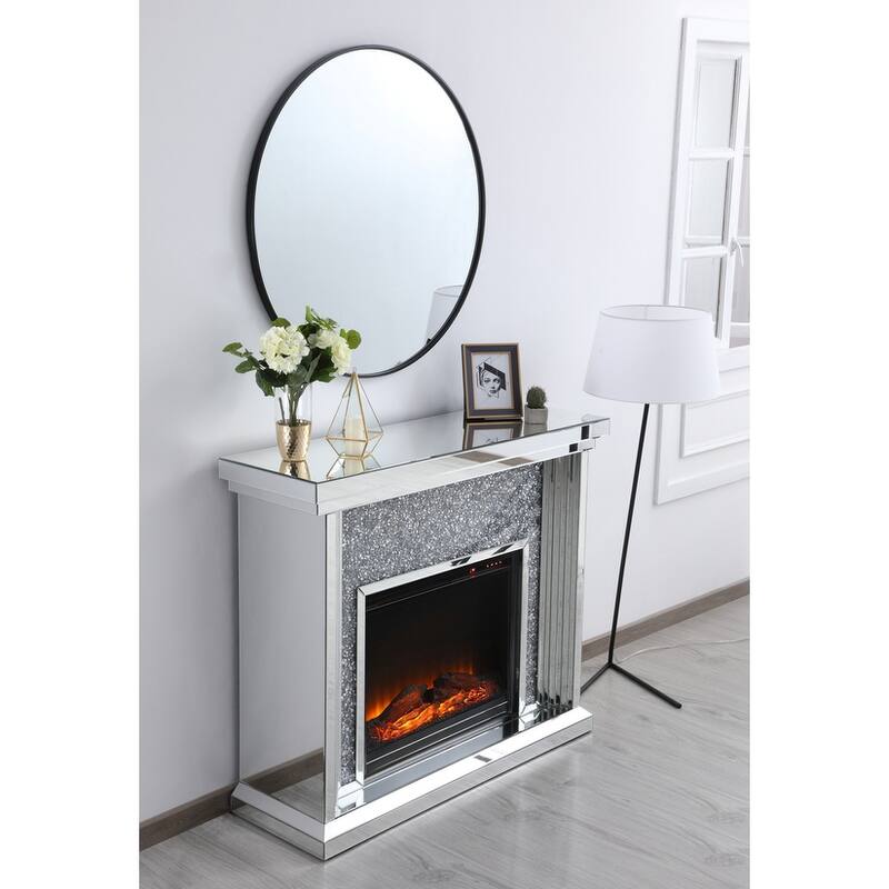 47.5 in. Crystal Mirrored Fireplace Mantle