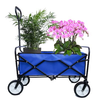 Durable Folding Utility Wagon Cart, 600D Polyester Fabric, 150 lbs Capacity, for Beach, Garden, Camping, and Shopping