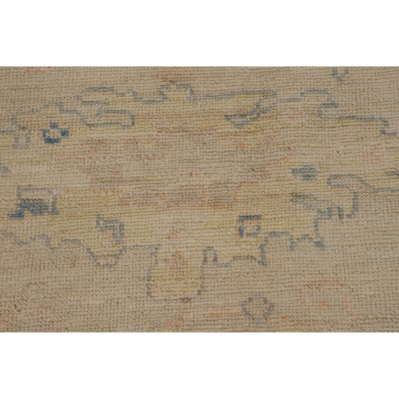 Beige Oriental Oushak Turkish Area Rug Hand-Knotted Wool Carpet - 8'0"x 9'8"