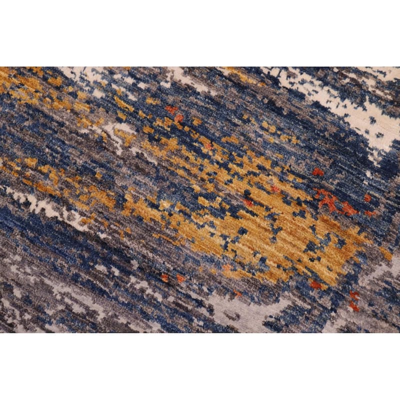 Eclectic Ziegler Damari Blue Rust Wool&Silk Rug - 8'1'' x 10'2''