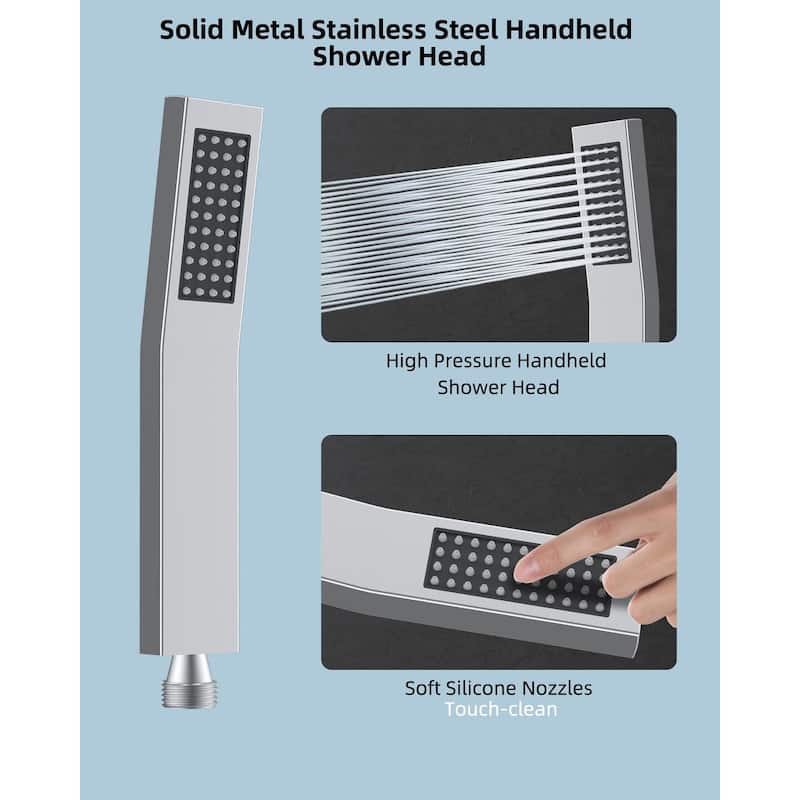 Metal 12" High Pressure Rain Shower Head with Handheld Shower Combo