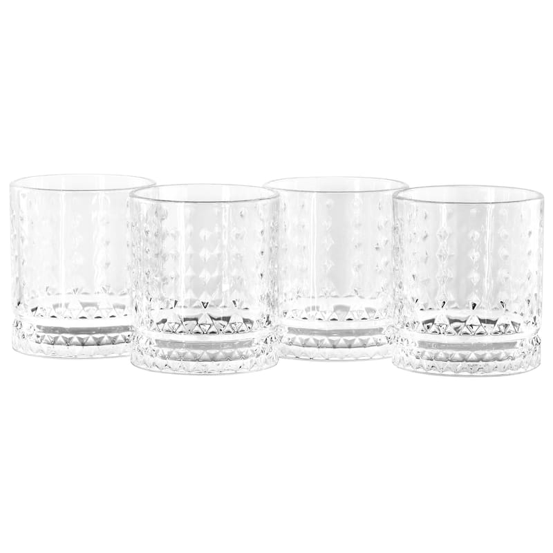 4 Piece 13 Ounce Teardrop Embossed Double Old-Fashioned Glass Set