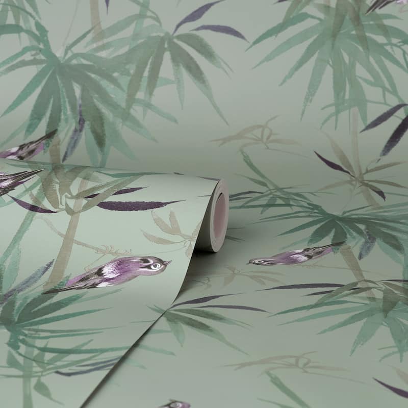Fine Decor Zella Green Bamboo Wallpaper