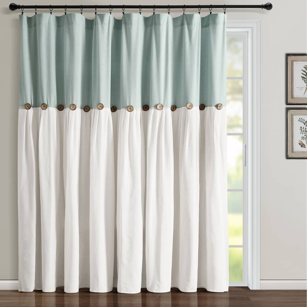 Lush Decor Linen Button Wide Width Single Curtain Panel (1 Panel)