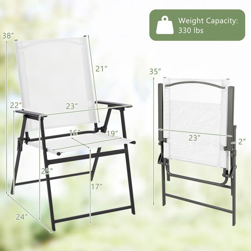 Gymax Set of 4 Patio Portable Metal Folding Chairs Dining Chair Set