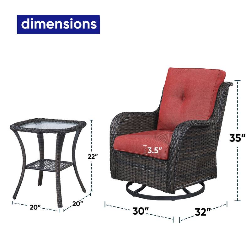 Gymojoy Wicker Swivel Glider Chair with Water-Resistant Olefin Cushions