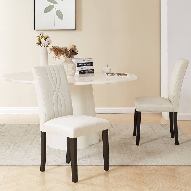 VECELO Upholstered Dining Chairs Set of 4 Modern Fabric and High Back & Solid Wood Legs, Parson Dining Chairs (Set of 4)