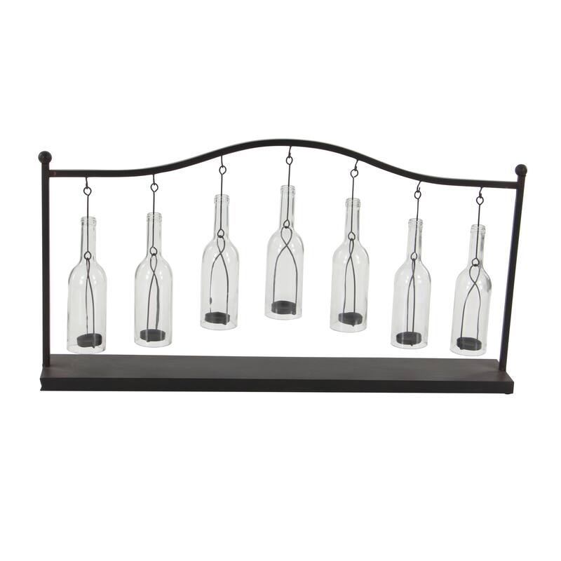 Black Metal Hanging Bottle Decorative Indoor Outdoor Candle Lantern - 36 x 6 x 20