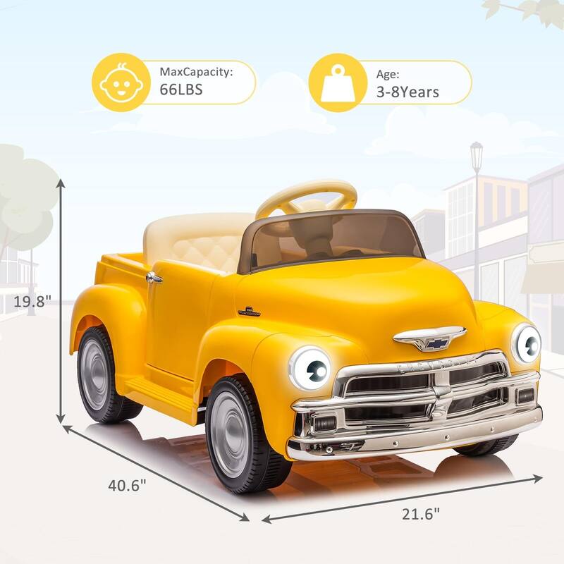 12V Kids Ride On Car, Licensed Chevrolet 3100 Pickup Battery Powered Electric Vehicle