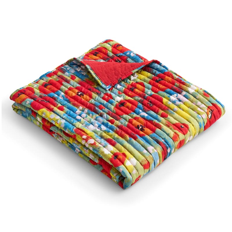 Greenland Home Fashions Poppies Modern Floral Watercolor Throw