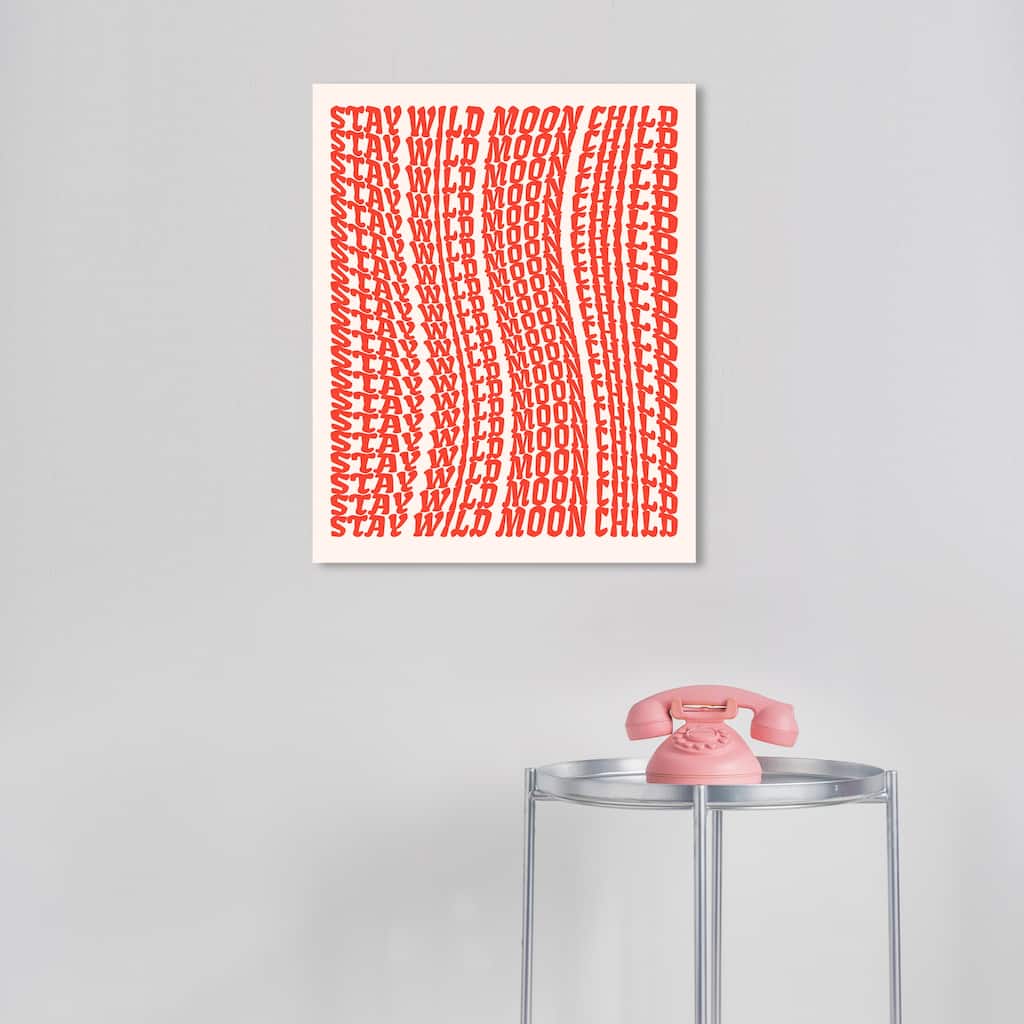 Wynwood Studio Canvas Typography and Quotes Stay Wild Moon Child Repeat Red Modern & Contemporary Wall Art Canvas Print