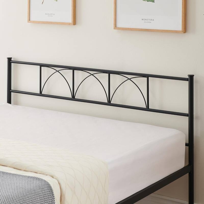Twin Size Sturdy Modern Stylish Iron Bed Frame with Headboard