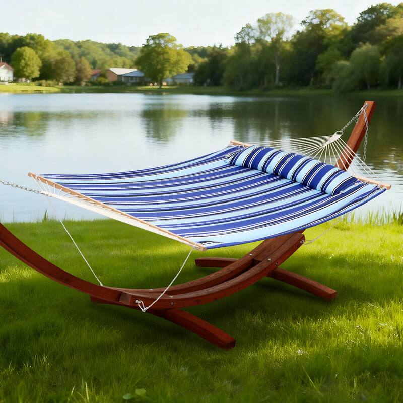 Double Spreader Bar Hammock With 13.5 ft. Wooden Stand - 162*55.1*48.8