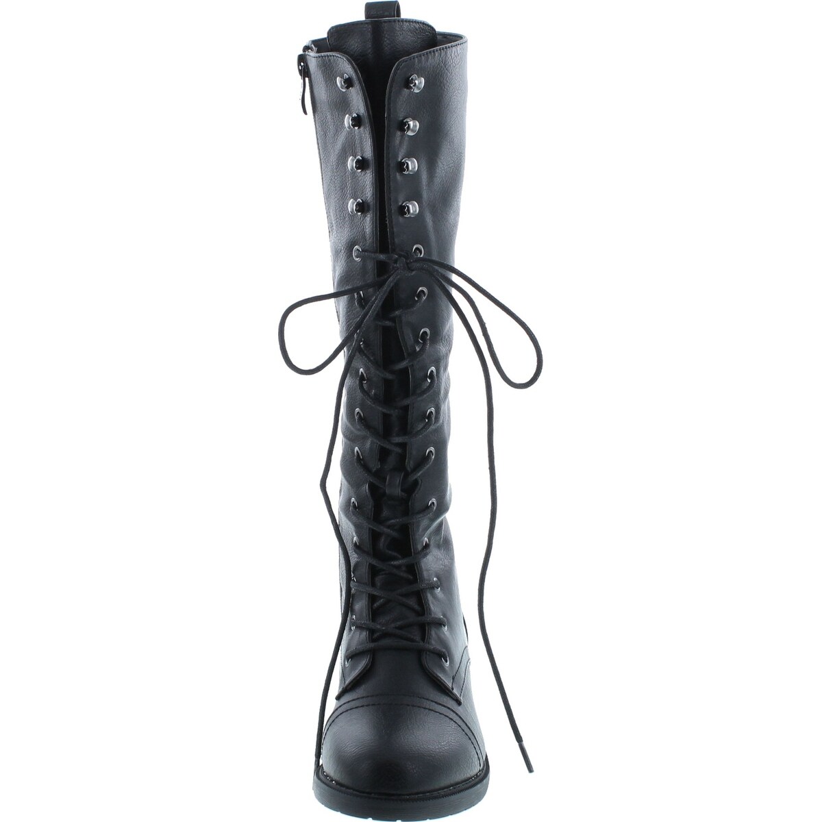 knee high black lace up combat boots