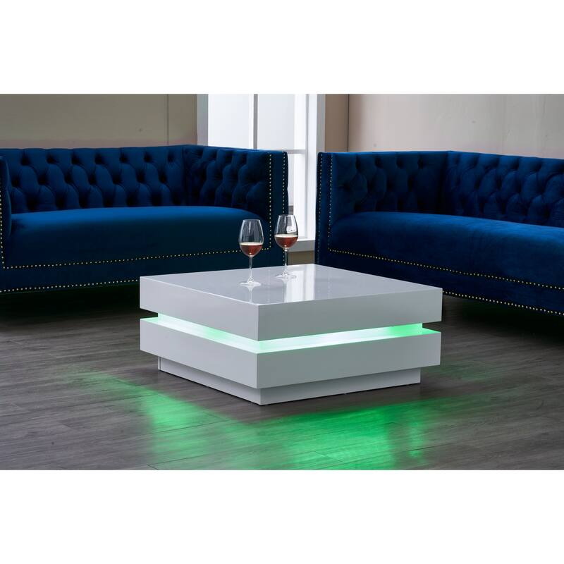 Artiva Modern Coffee Table, Remote Multi LED Light