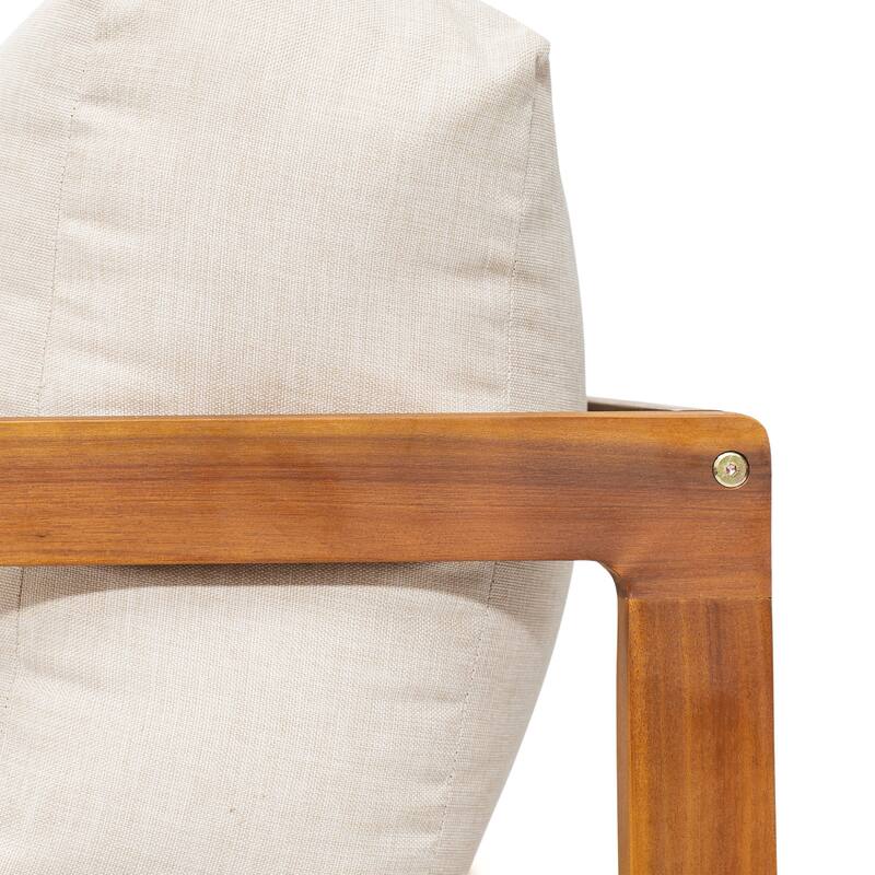 Christopher Knight Home - Outdoor Swivel Solid Acacia Wood Lounge Chair with Beige Cushion