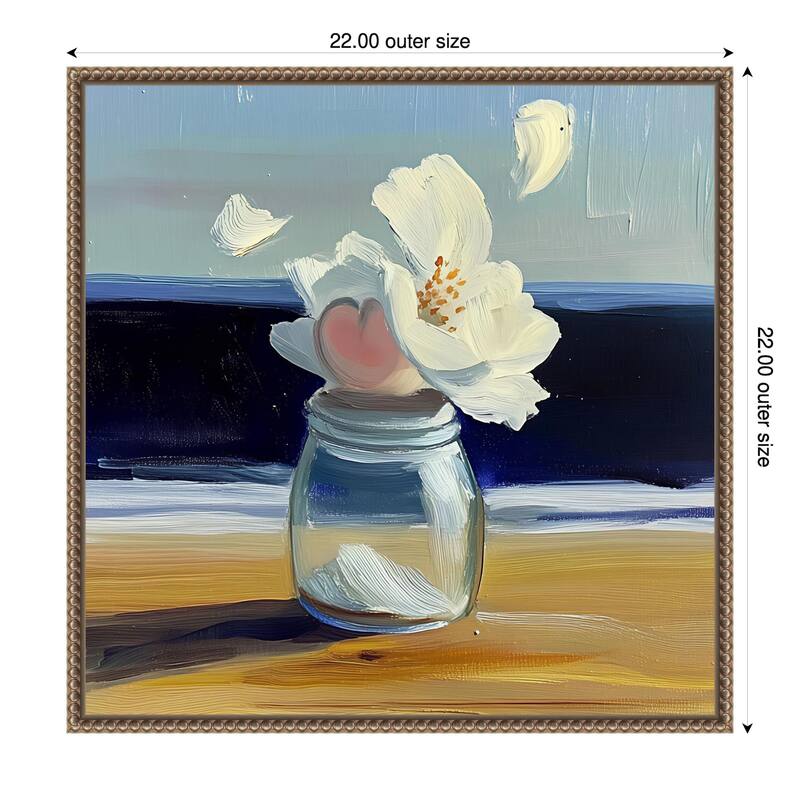 Heart In a Jar by Elena Avanesova Framed Canvas Wall Art Print - Gold