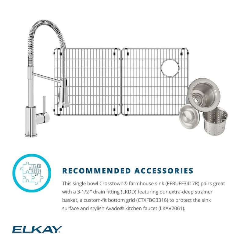 Elkay Crosstown 35-7/8" Farmhouse Single Basin Stainless Steel Kitchen