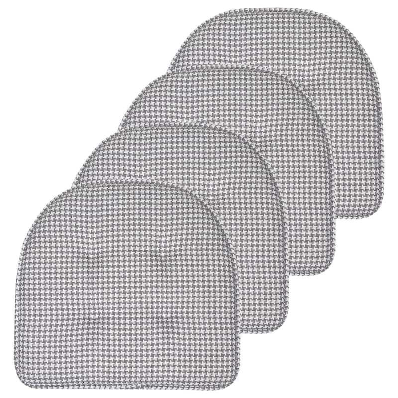 Sweet Home Collection Houndstooth Stitch U-Shaped Memory Foam Chair Cushions 17" x 16" - Set of 4 - Gray