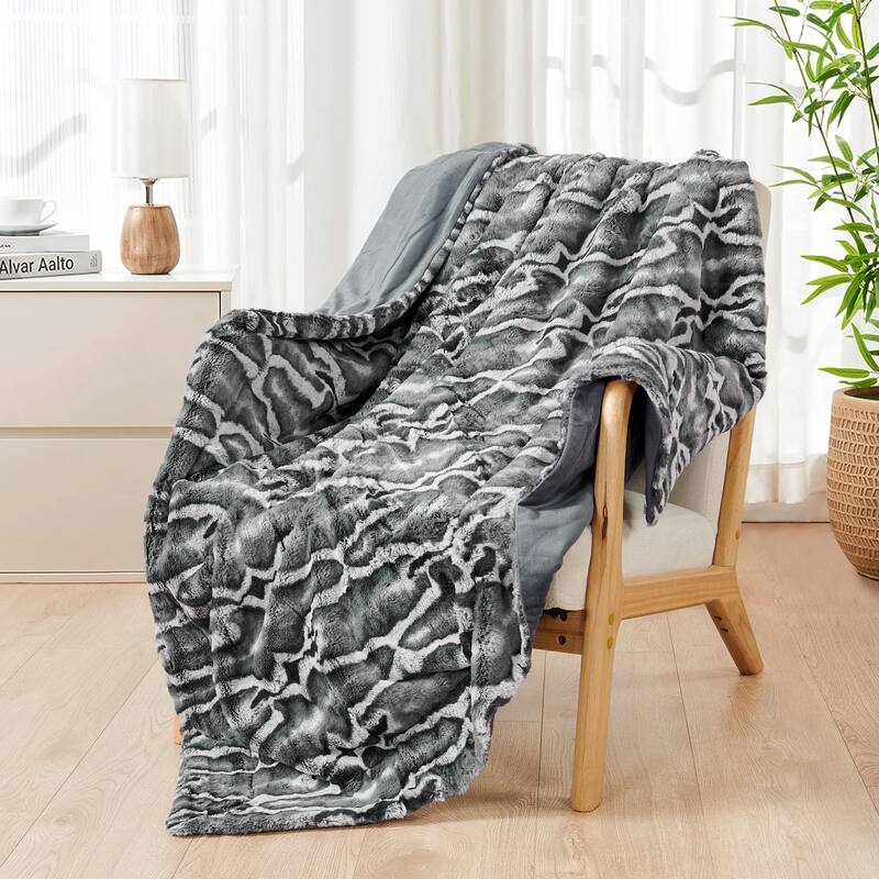Tip Printing Light Fauxfur Throw