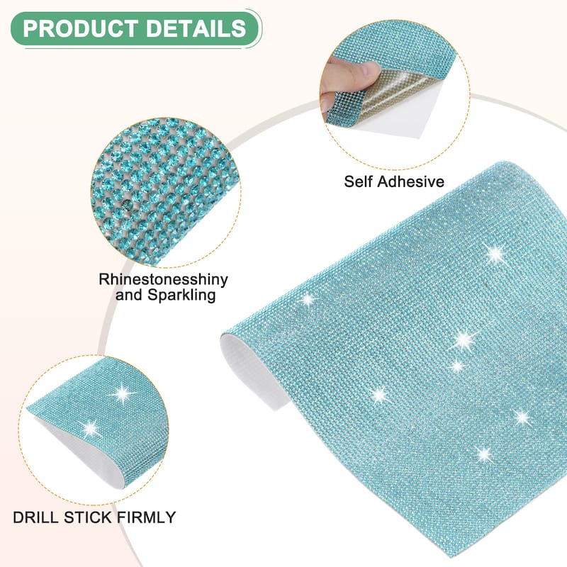 1 Roll Crystal Rhinestone Ribbon, for DIY - Lake Blue - 9.45 Inch x 7.87 Inch