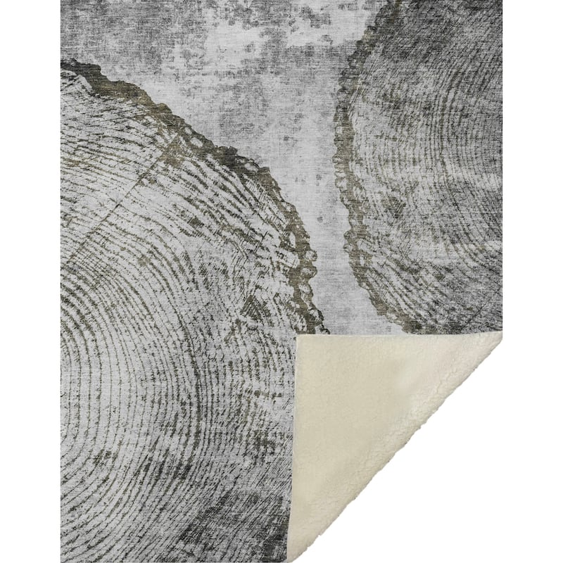 Premium Machine Washable Modern Wood Grain Sherpa Throw Blanket