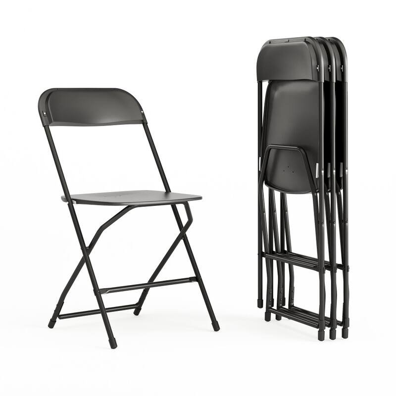 Plastic Folding Chair - 650LB Weight Capacity - Event Chair - 17.5"W x 18"D x 31.5"H - Black