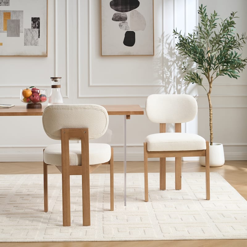 [Set of 2] Modern Farmhouse Dining Chairs – Upholstered Fabric Seats with Wooden Frame‌.