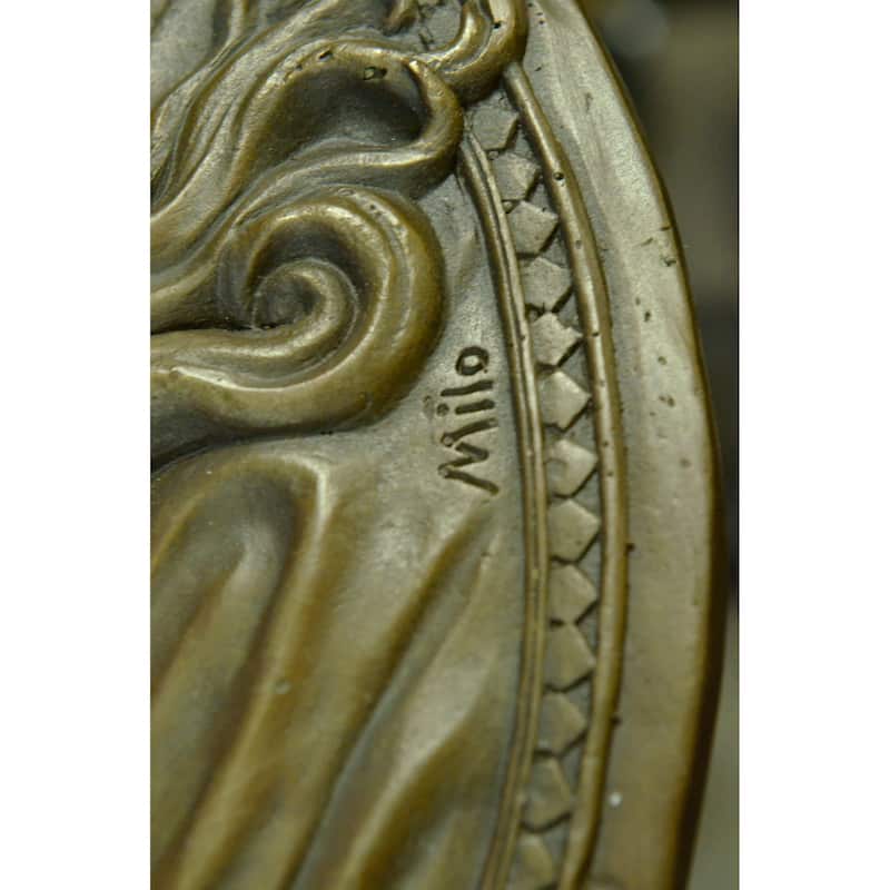 Signed Original Emperor Egyptian Princess Wall Mount Bas Relief Bronze Sculpture