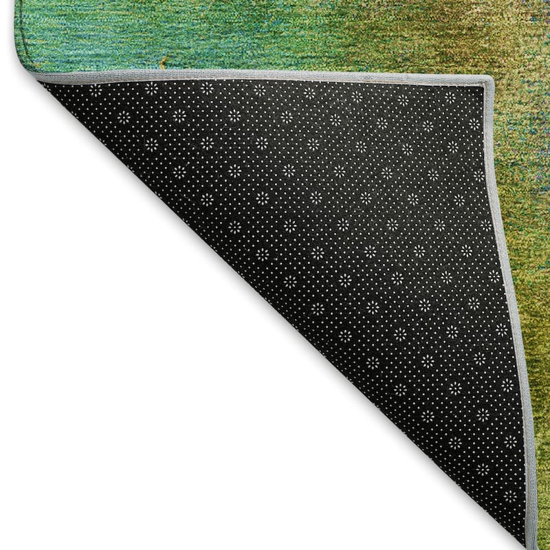 Machine Washable Indoor/ Outdoor Abstract Watercolor Chantille Rug
