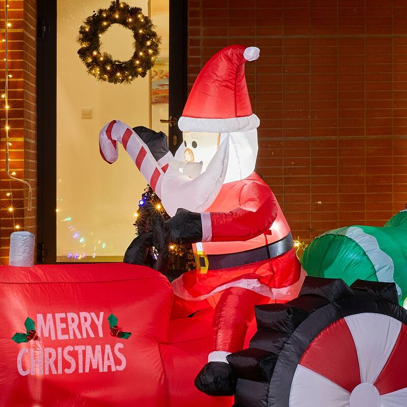 Glitzhome 11FT Lighted Inflatable Santa on Tractor Decor